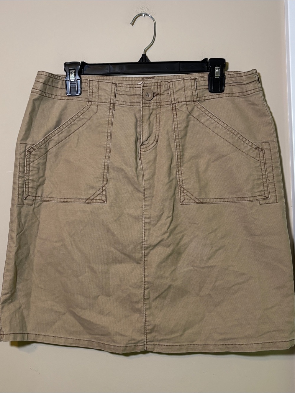 Maurices Tan Cotton Skirt with Stitch Detail